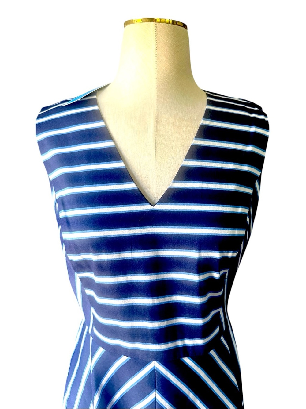 NWT Draper James Navy and White Striped V-Neck Mini Dress - Picture 3 of 10